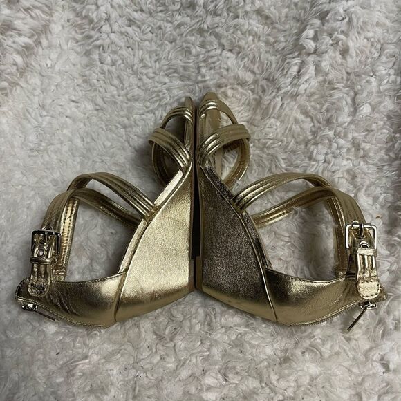 Sam Edelman Metallic Gold Women's strap wedge Sandals SZ8.5M - Picture 5 of 9